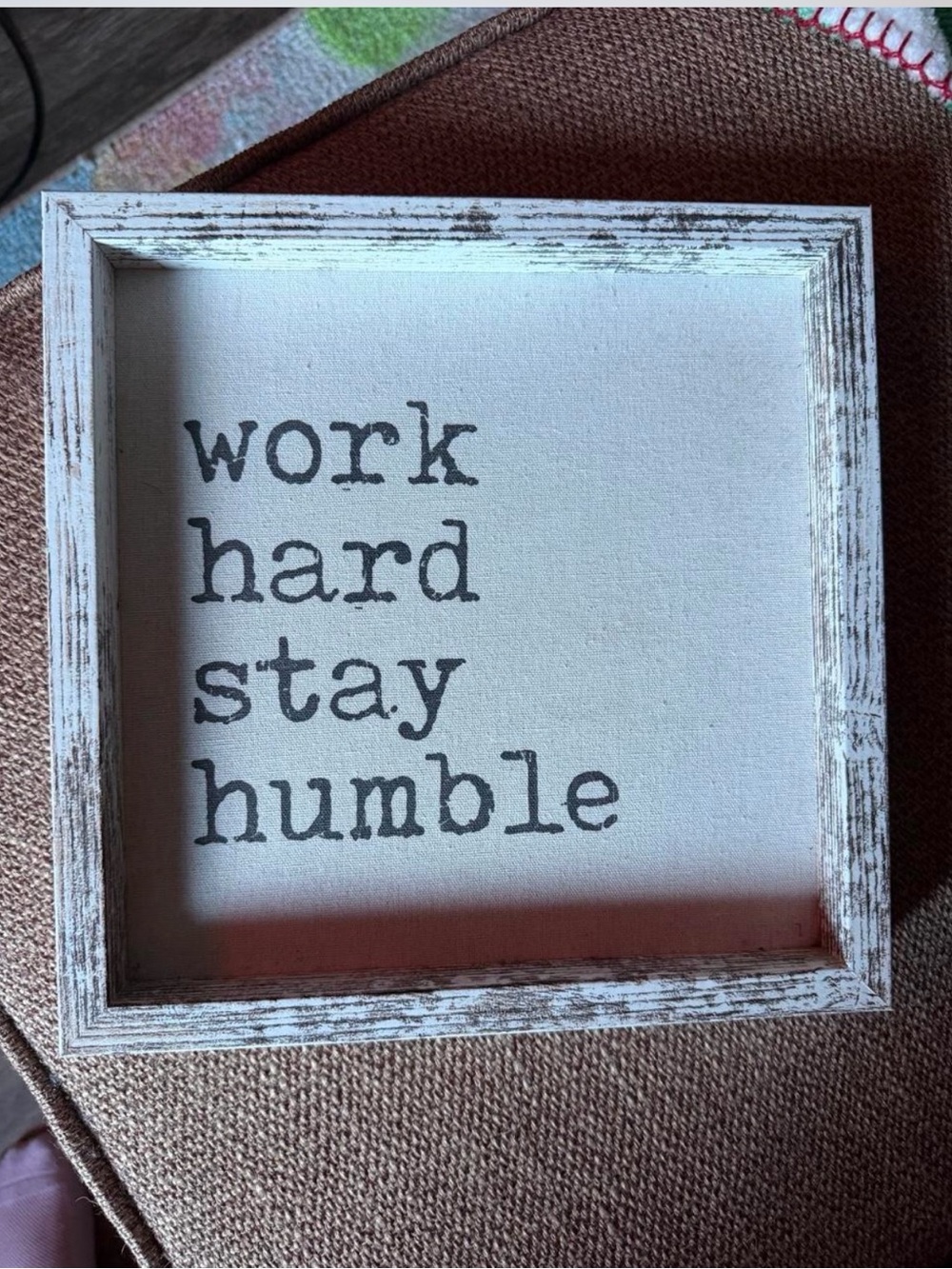 Work Hard Stay Humble Framed Wall Art - White and Gray